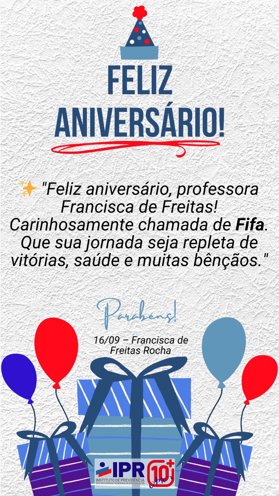 Leia mais sobre o artigo Feliz Aniversário… Professora Francisca de Freitas!!!